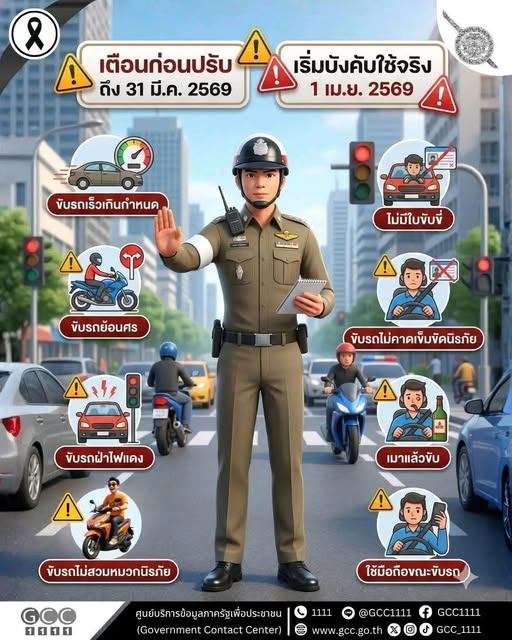 สิ้นสุด "เตือนก่อนปรับ" 10 ข้อหา เริ่มปรับจับจริง 1 เม.ย.69